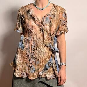 Dress Barn Snakeskin Wrap Blouse - Size XL